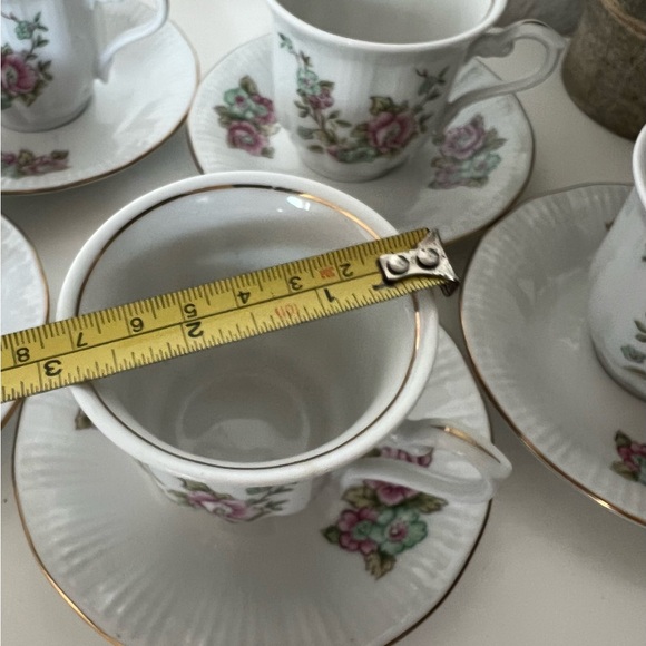 12 Pcs Vintage Floral Walbrzych Rose Set Bone China Porcelain Poland Tea Coffee - Picture 2 of 13